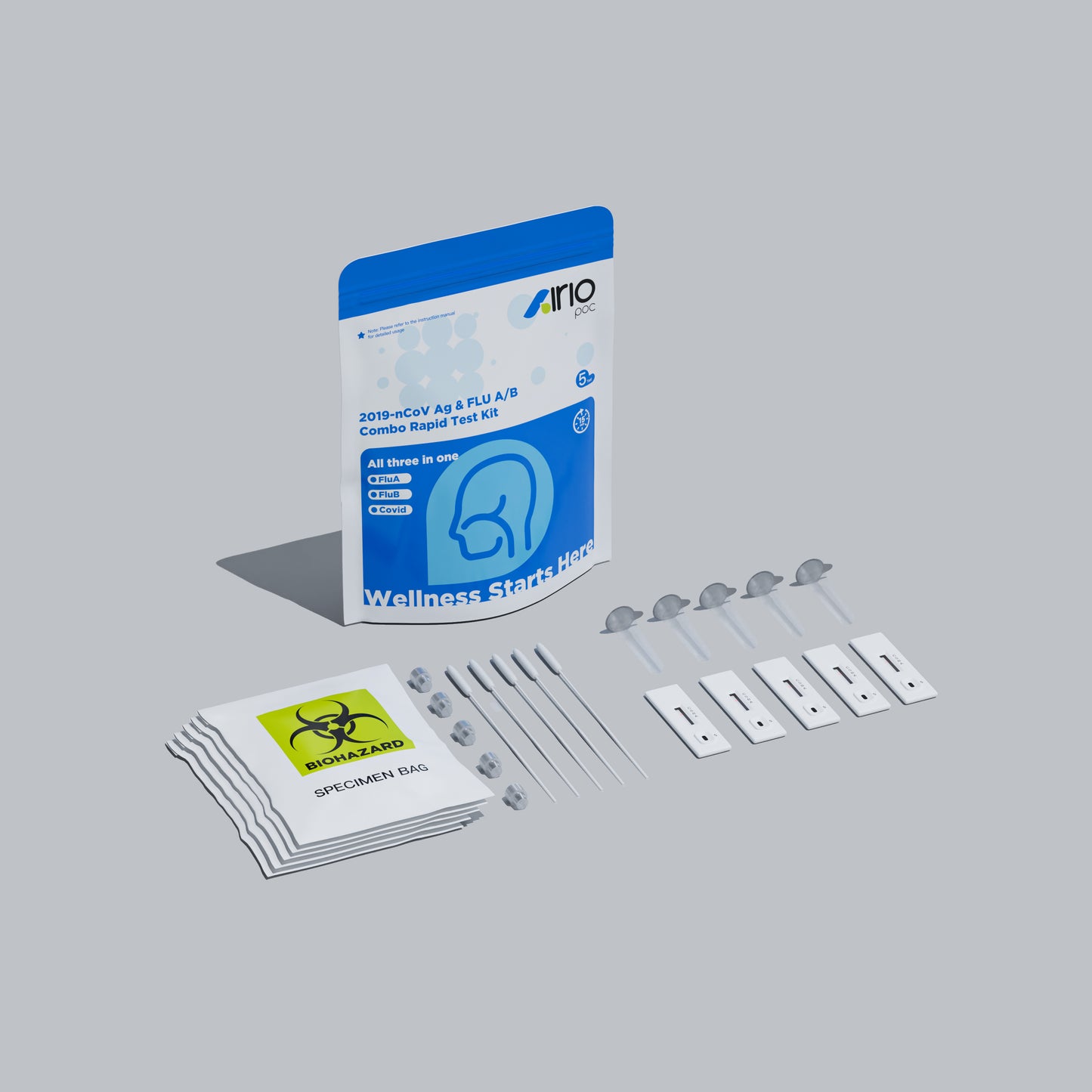 Airiopoc 2019-nCoV Ag & FLU A/B Combo Rapid Test Kit (5 Tests)