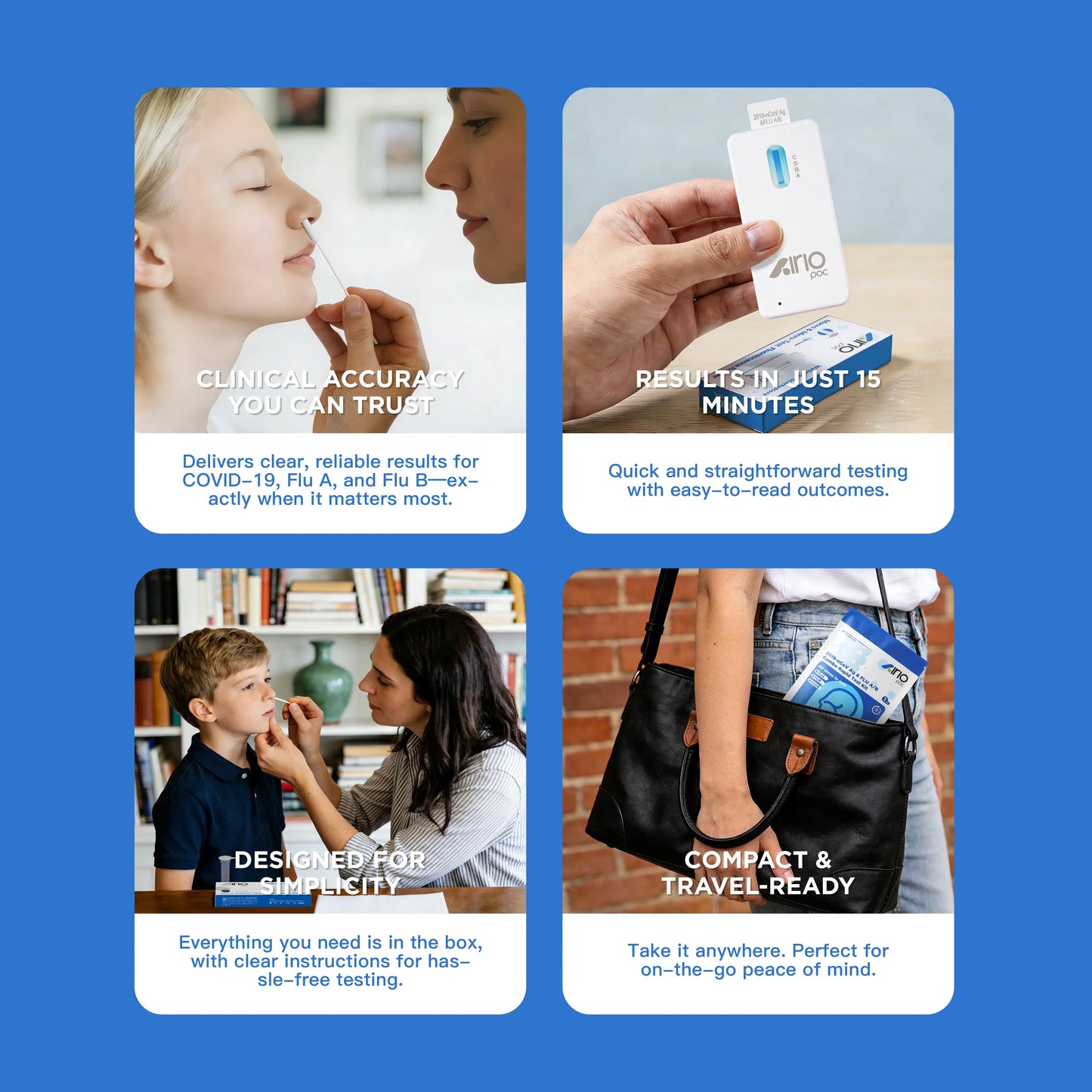 Airiopoc 2019-nCoV Ag & FLU A/B Combo Rapid Test Kit - Fluorescent Reader, for Home,5 Test Kit